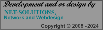 Development and or designed by, NET-SOLUTIONS, Netzwerk- Webdesign, Copyright (C) 2008 - 2024 Alle Rechte vorbehalten!